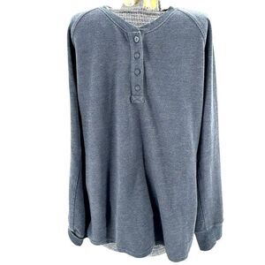 Duluth‎ Trading Co. Henley Shirt Heavy Weight Gray Long Sleeve Men's XLarge